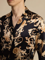 [Schwarzer Drache] SilkSilky-DE Long Sleeve Herren Morgenmantel 003