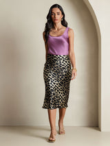 [Leopard] SilkSilky-DE 19Momme Reine Seide Skirt 009,