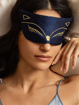 [Dunkelblau] SilkSilky-DE Reine Seide Eye Mask 001