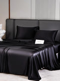 SilkSilky DE 22Momme Reine Seide Bedding Set Schwarz 005