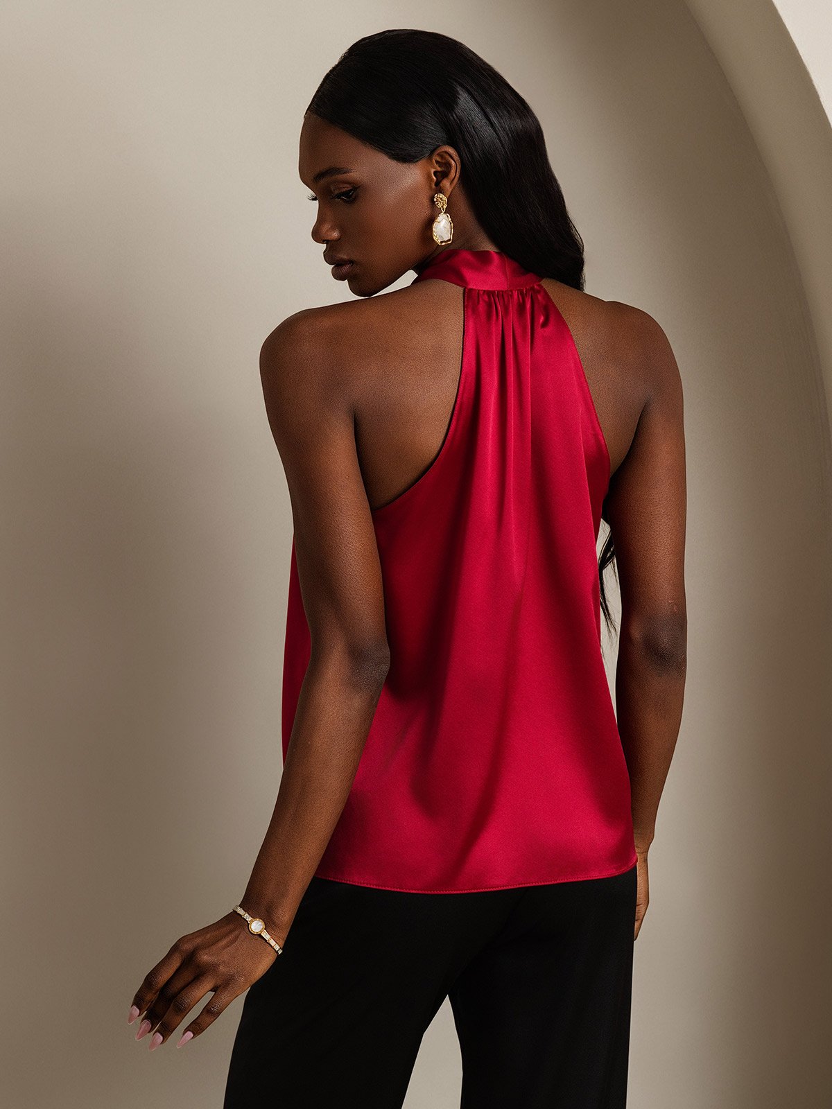 [Rotwein] SilkSilky-DE 19Momme Seide Womens Shirt 002