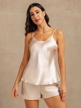 [Beige] SilkSilky-DE Sleeveless V Neck Camisole-Set 001