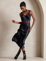 [Schwarz] SilkSilky-DE Sleeveless Kleider 005