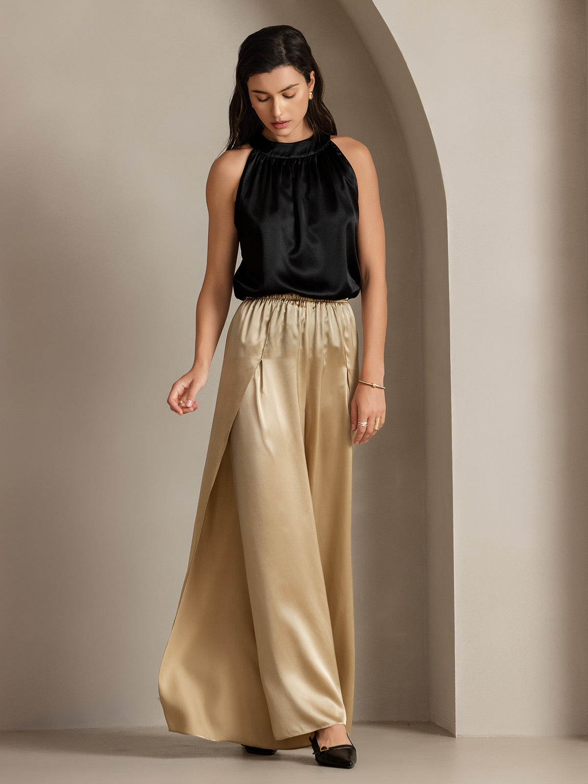 [Champagner] SilkSilky-DE 19Momme Seide Womens Pants 008