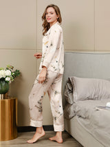 [Hellrosa] SilkSilky-DE Long Sleeve Notch-Kragen Damen Pyjamas 002