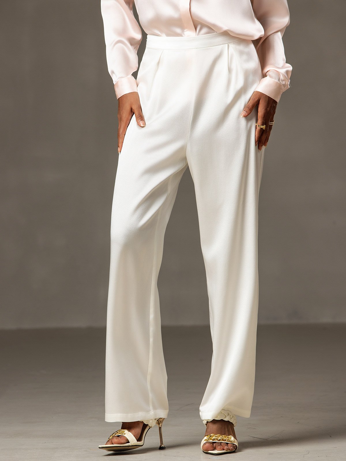 [Weiß] SilkSilky-DE 19Momme Seide Womens Pants 001