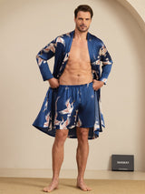 [Dunkelblau] SilkSilky-DE 19Momme Long Sleeve Mens Pajamas 001