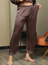 [Kaffee] SilkSilky-DE Reine Seide Mens Sleep Bottoms 005,