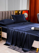 [Dunkelblau] SilkSilky-DE 22Momme Reine Seide Bedding Set 003,