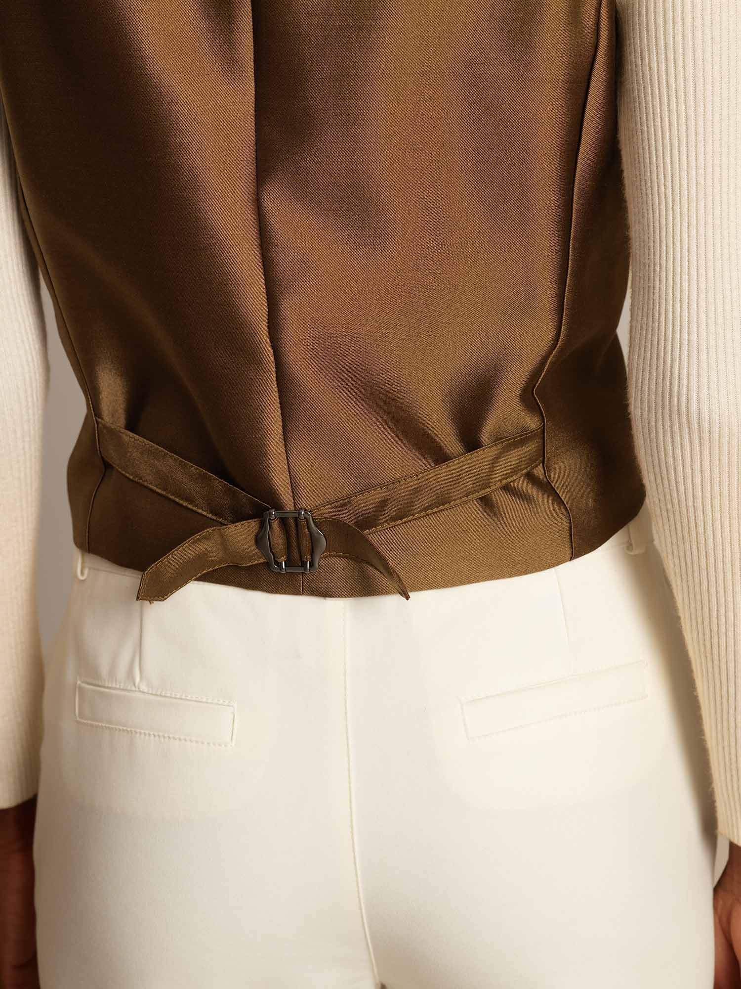 [Schwarz] SilkSilky-DE 32Momme Silk-Wool Blend V Ausschnitt Damenweste 005,