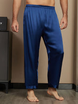 [Dunkelblau] SilkSilky-DE Reine Seide Mens Sleep Bottoms 003