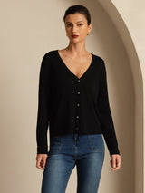 [Schwarz] SilkSilky-DE Long Sleeve Damen Cardigan 001