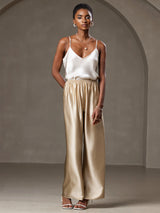 [Beige] SilkSilky-DE Spaghetti Strap V Neck Cami Top 007