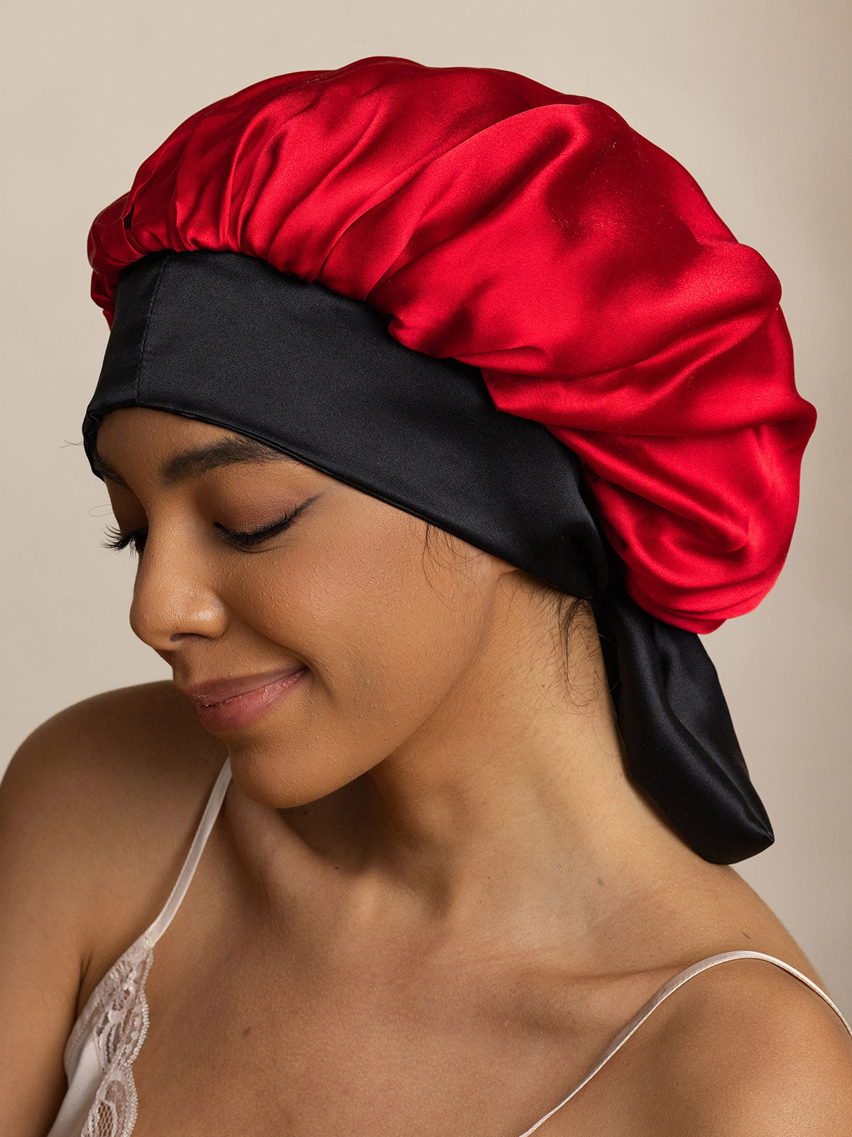 SilkSilky-DE Reine Seide Sleep Cap Rotwein 002