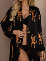 [Schwarzer Tiger] SilkSilky-DE Long Sleeve Womens Robe 004