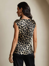 [Leopard] SilkSilky-DE 19Momme Seide Womens T-Shirt 002