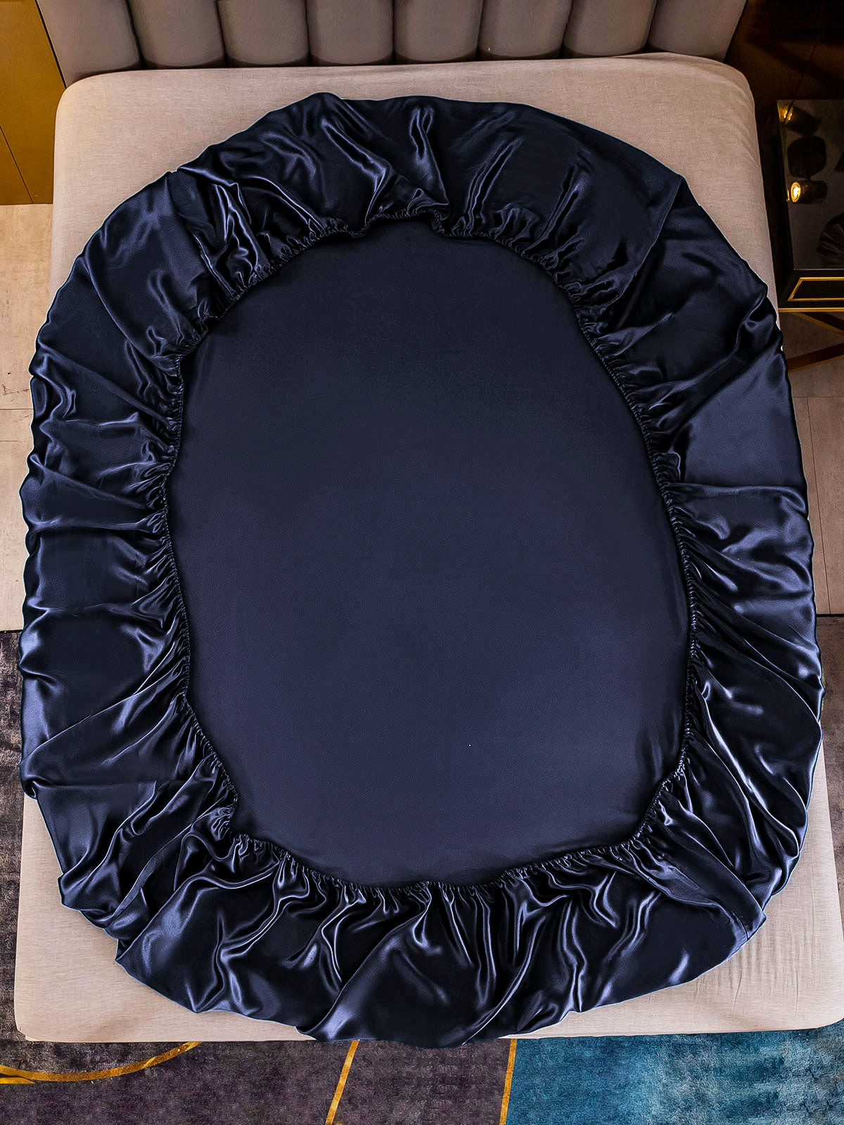 [Dunkelblau] SilkSilky-DE 25Momme Reine Seide Sheet 003