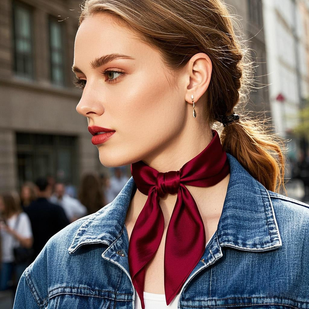 [Dunkelrot] SilkSilky-DE Reine Seide Scarf 001