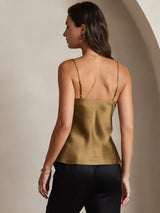 [Kaffee] SilkSilky-DE Spaghetti Strap V Neck Cami Top 002