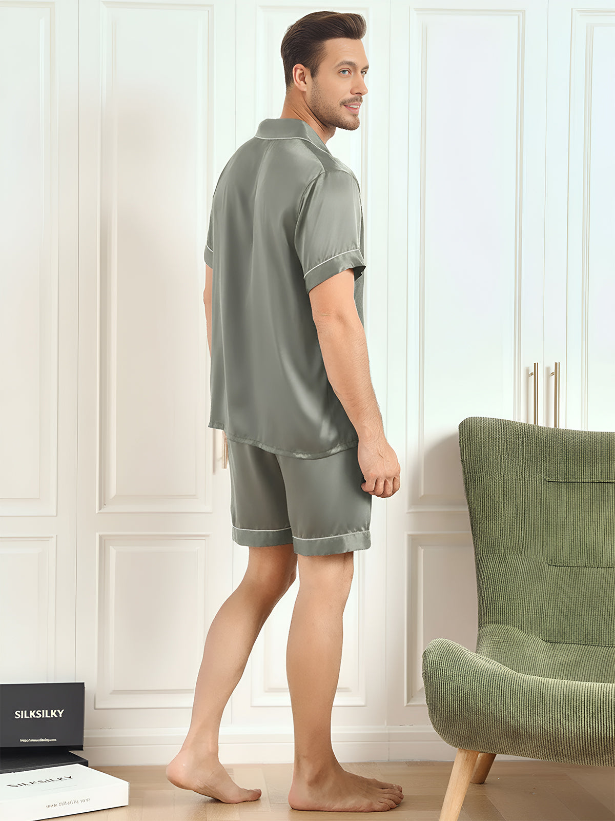 [Graugrün] SilkSilky-DE Mens Pajamas 002