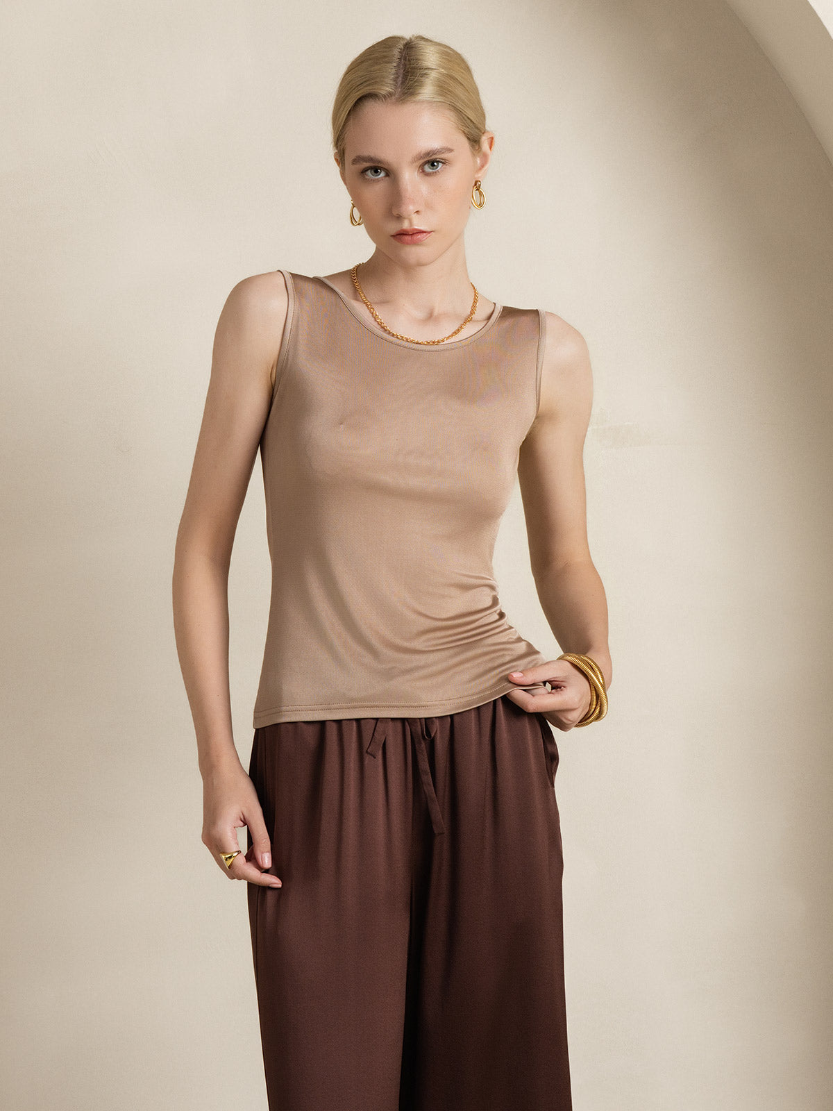 [Kaffee] SilkSilky-DE Seidenstrick Womens T-Shirt 006