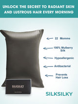 [Dunkelgrau] SilkSilky-DE 22Momme Reine Seide Pillowcase 003
