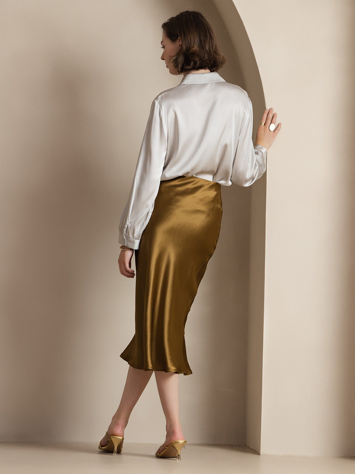[Braun] SilkSilky-DE 19Momme Reine Seide Skirt 002