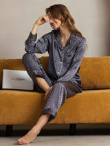 [Marine Ginkgo] SilkSilky-DE Reine Seide Womens Pajamas 003,