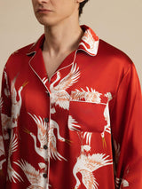 [Rotwein] SilkSilky-DE Long Sleeve Notch-Kragen Herren Pyjamas 007