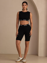 [Schwarz] SilkSilky-DE Sleeveless Crew Neck Women's Outfit Sets 007