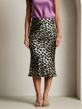 [Leopard] SilkSilky-DE 19Momme Reine Seide Skirt 003,