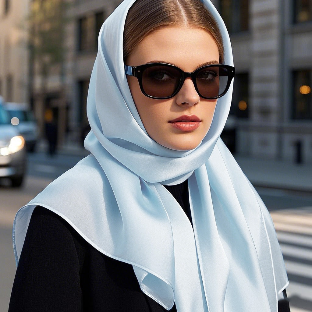 [Hellblau] SilkSilky-DE Schals 004