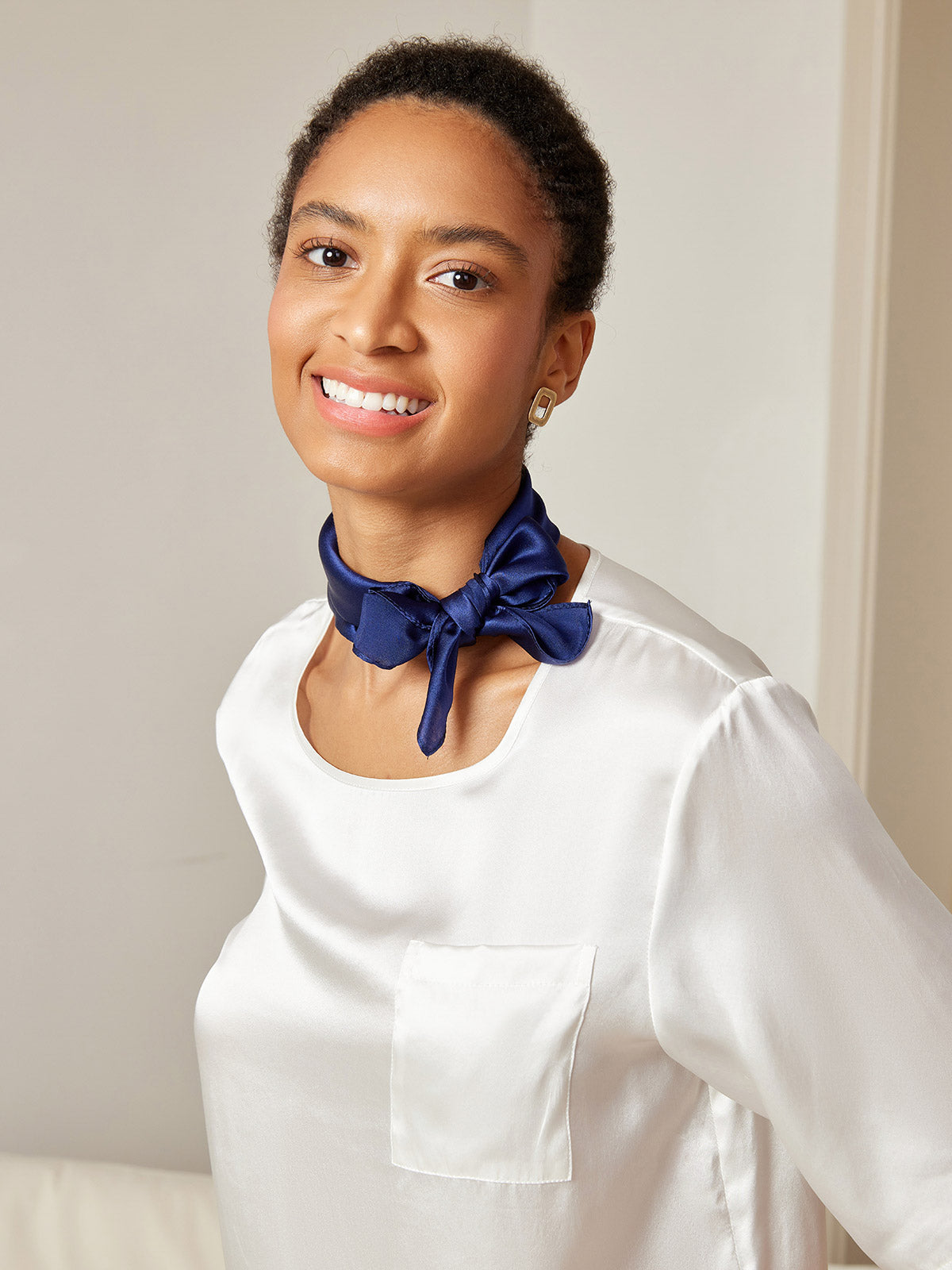 [Dunkelblau] SilkSilky-DE Reine Seide Scarf 003