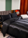 SilkSilky DE 25Momme Reine Seide Bedding Set Schwarz 005