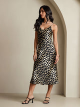 [Leopard] SilkSilky-DE Reine Seide Ärmellos Rundkragen Nachthemden 007