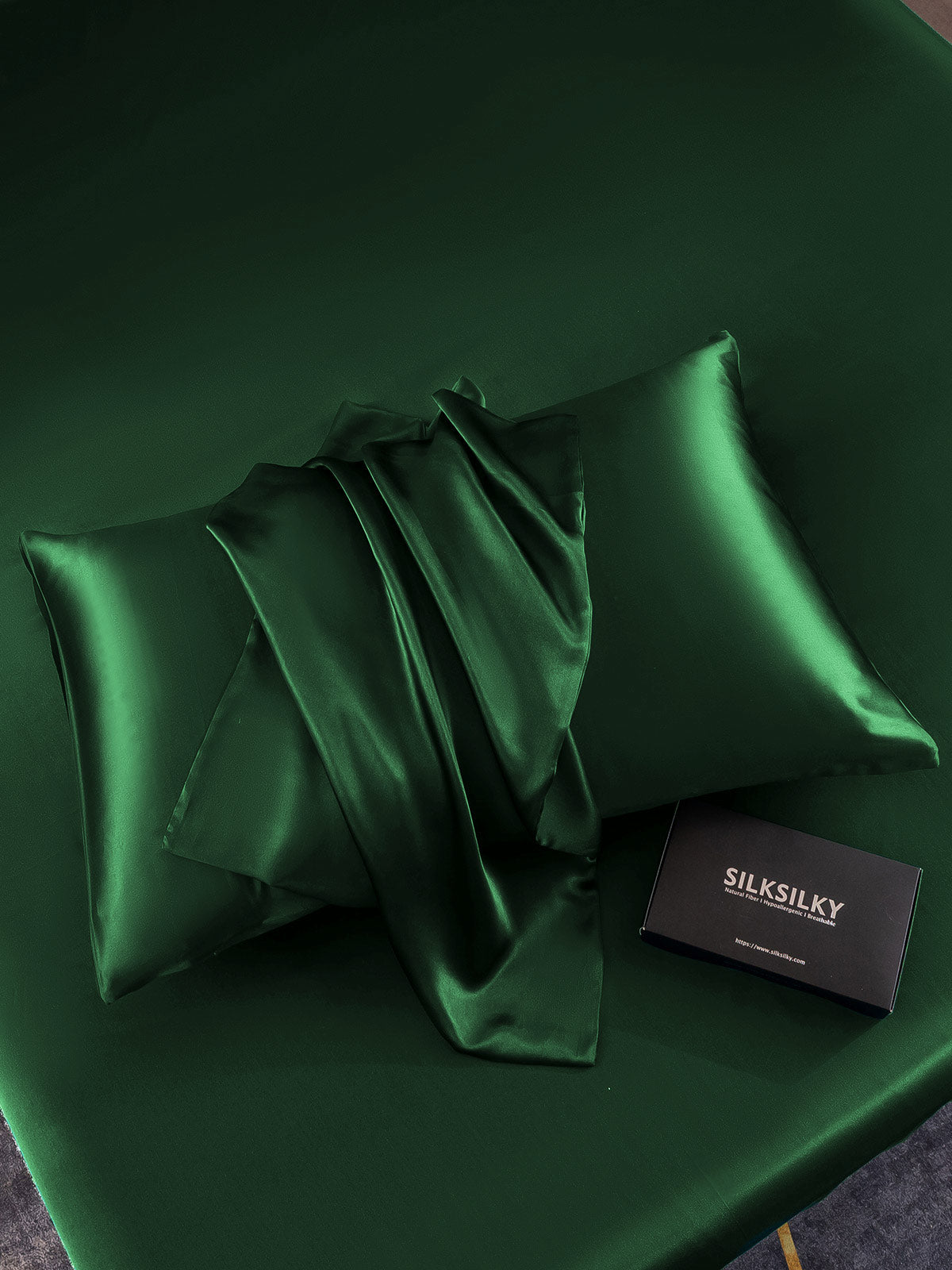 [Dunkelgrün] SilkSilky-DE 22Momme Reine Seide Pillowcase 004