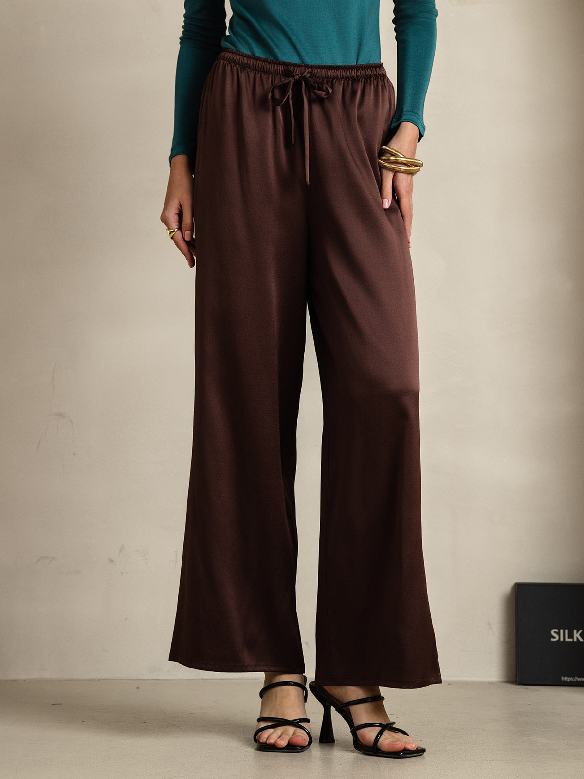 [Kaffee] SilkSilky-DE Reine Seide Womens Pants 003