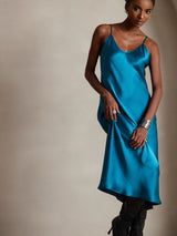 [König Blau] SilkSilky-DE Sleeveless V Neck Kleider 003