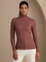 [Cameo Rose] SilkSilky-DE Long Sleeve Turtle Neck T-Shirt 001