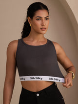 [Grau] SilkSilky-DE Sleeveless Crew Neck Cami Top 003