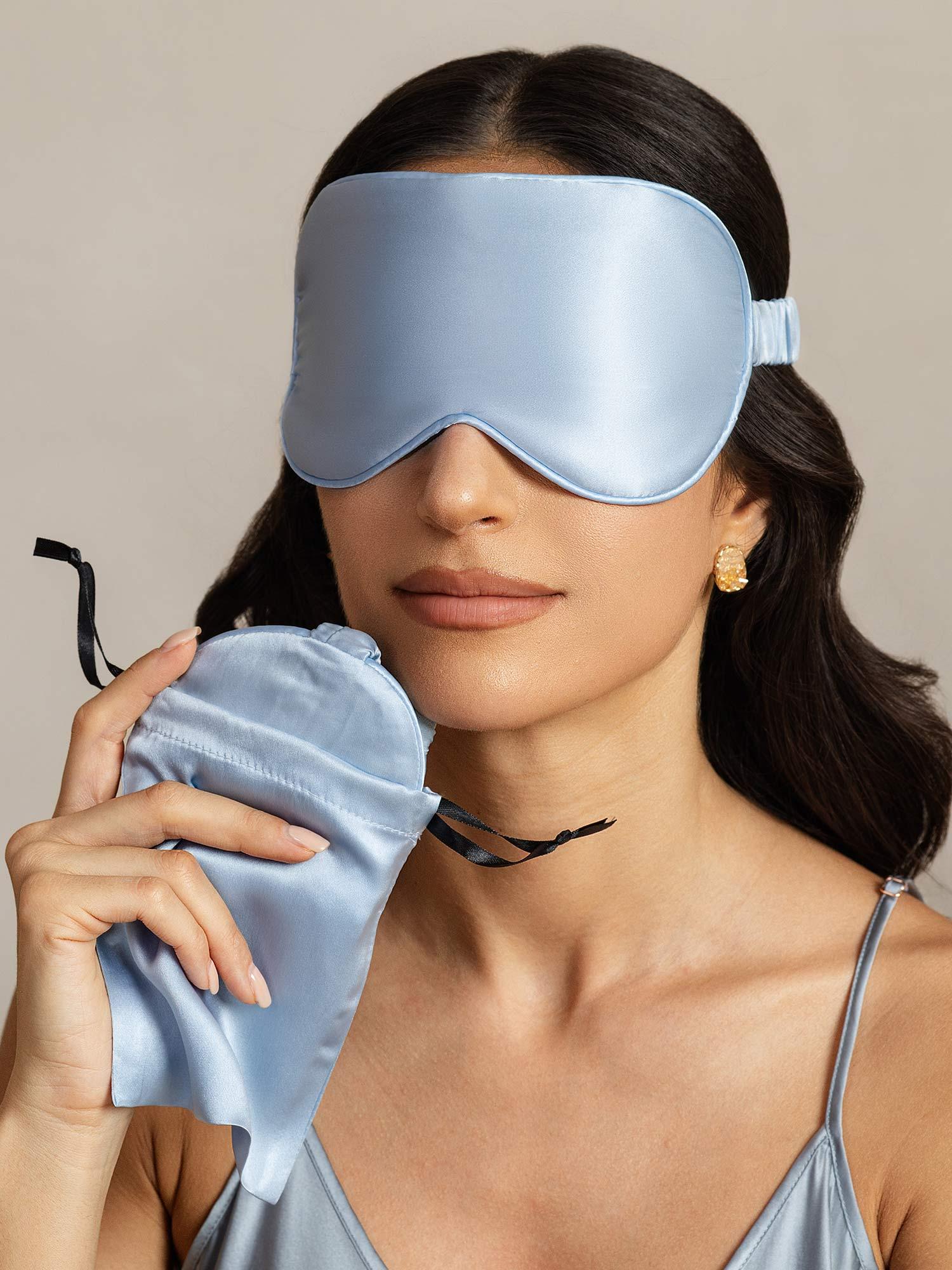 [Hellblau] SilkSilky-DE Reine Seide Eye Mask 003