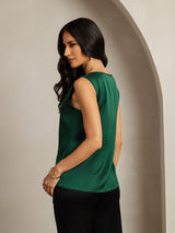 [Dunkelgrün] SilkSilky-DE Sleeveless Round Neck Cami Top 002