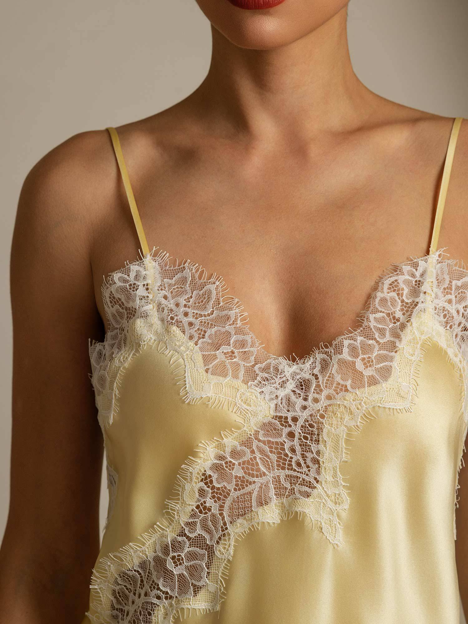 [Hellgelb] SilkSilky-DE Reine Seide Camisoles 004