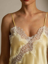[Hellgelb] SilkSilky-DE Spaghetti Strap V Neck Cami Top 004