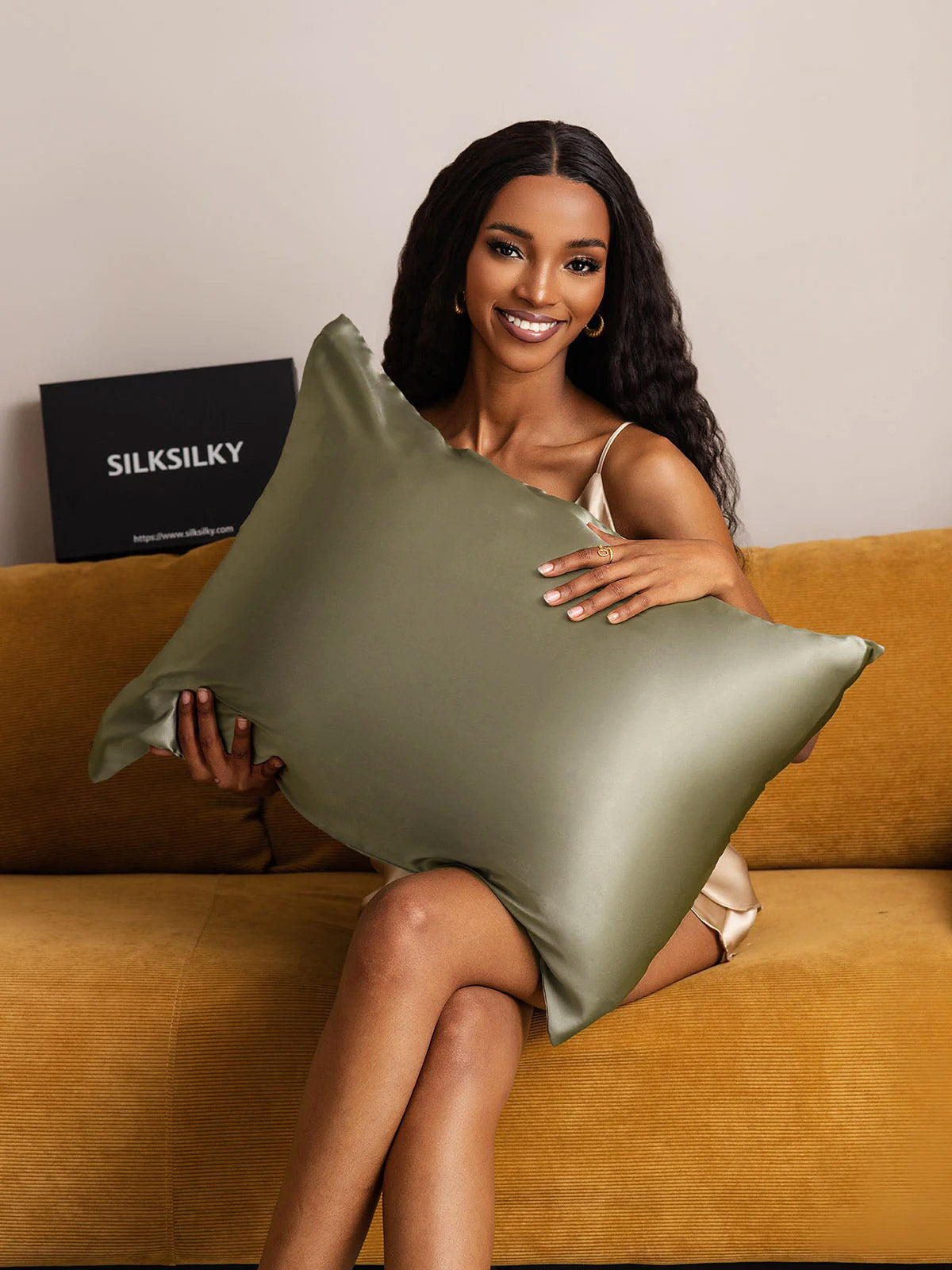 [Olivgrün] SilkSilky-DE 22Momme Reine Seide Pillowcase 003