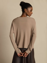 [Tan] SilkSilky-DE Long Sleeve Damen Cardigan 002