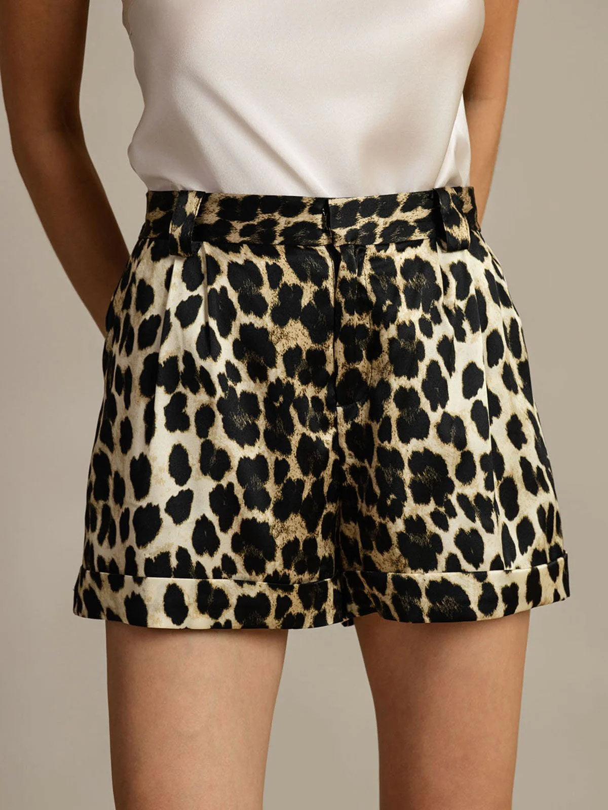 [Leopard] SilkSilky-DE 19Momme Seide Womens Shorts 001