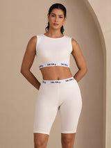 [Weiß] SilkSilky-DE Sleeveless Crew Neck Women's Outfit Sets 001