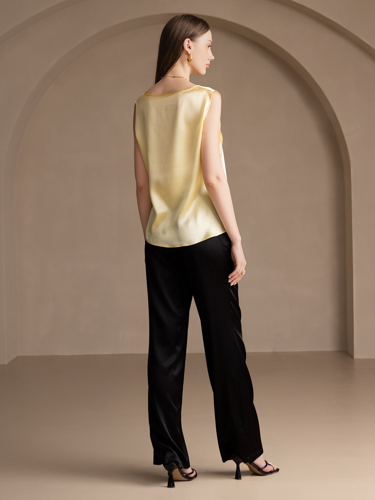 [Hellgelb] SilkSilky-DE 19Momme Seide Camisoles 002