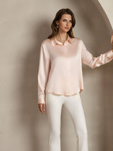 [Hellrosa] SilkSilky-DE Long Sleeve Lapel Collar Damenhemd 007